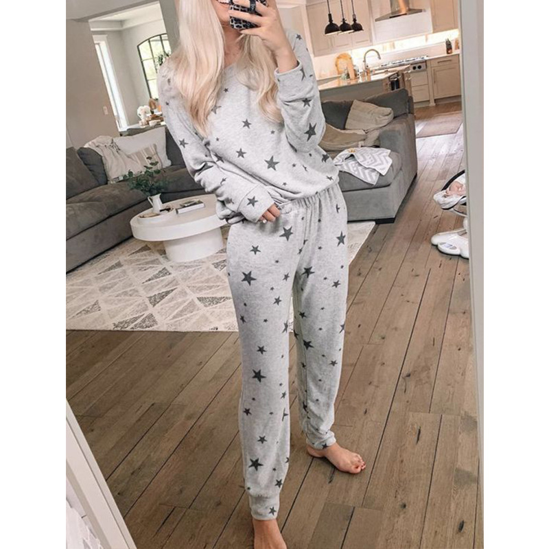 Five-Star Printing Long-Sleeved Casual Home Set