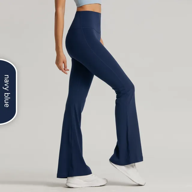 Women's Fashion Casual Solid Color No Size Yoga Bell bottom Pants Navy Blue - Shop at LoveMi