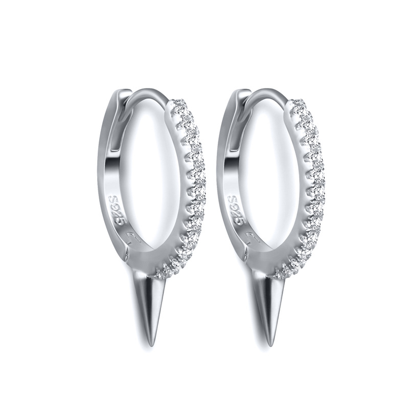 Sterling Silver Stud Earrings Geometric Diamond Hipster