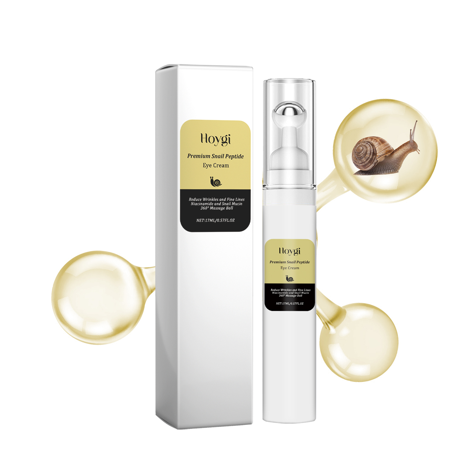 Hoygi Snail Peptide Eye Cream Firms And Fades Puffiness And Fine Lines Eye Roller Massage Eye Cream 1Pcs - Shop at LoveMi