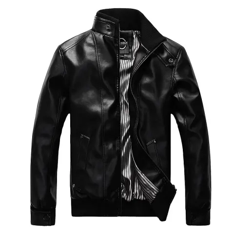 Fashion Brand Casual PU Leather Jacket Youth All-match Men