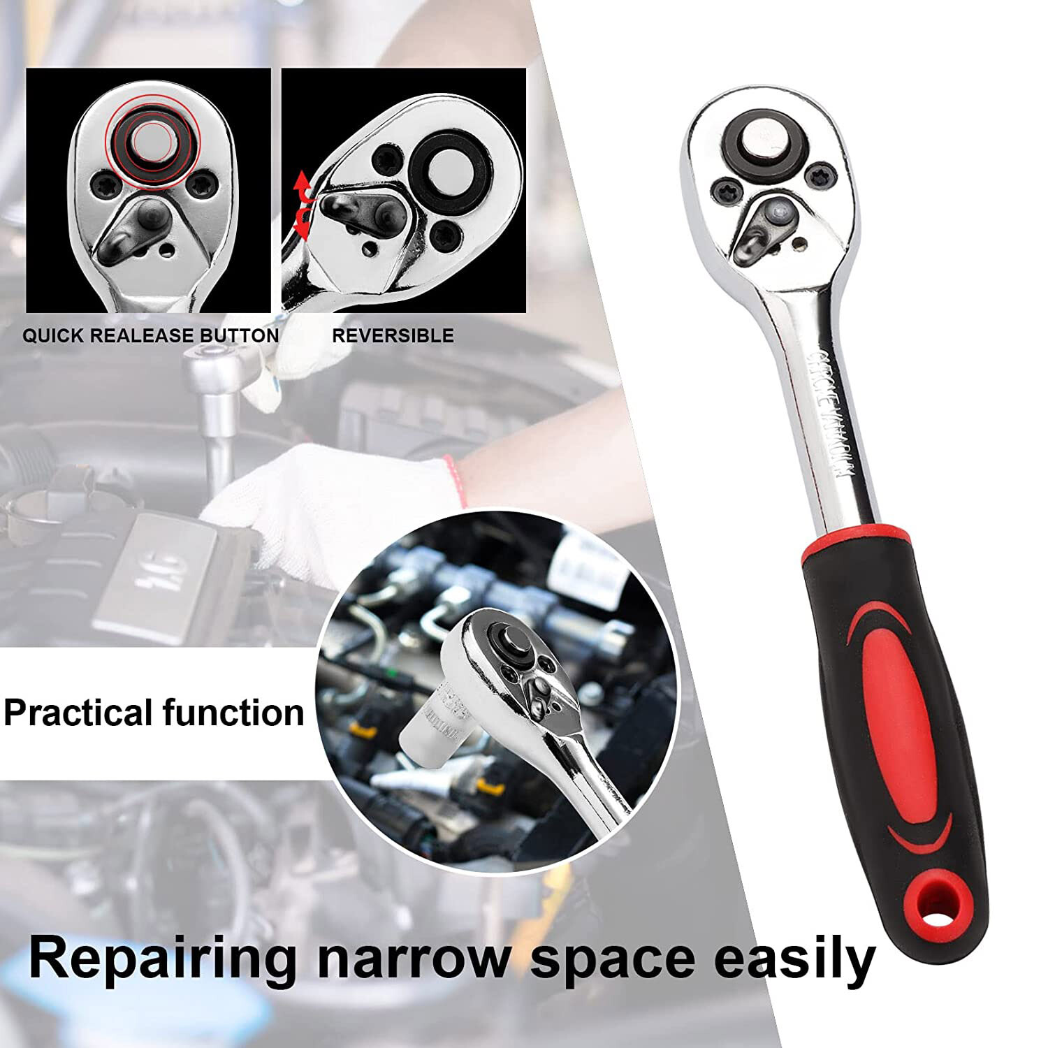 46Pcs Metric Socket 1 4  HSS Drive Ratchet Bit Set Wrench Torx Hex Tool Kit Case — foto 7