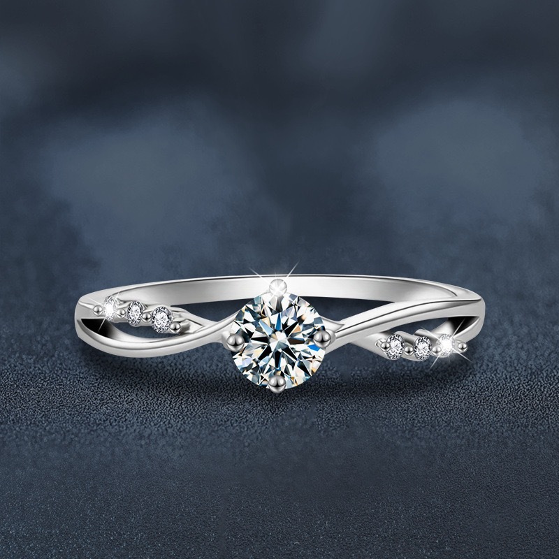 Elegant 1 Carat Six Prong Wedding Ring Light Luxury Adjustable Couple Ring For Women thumbnail 4