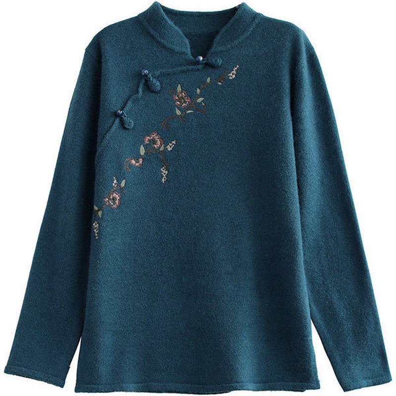 Title 6, Womens Retro Chinese Style Sweater with Stand-...