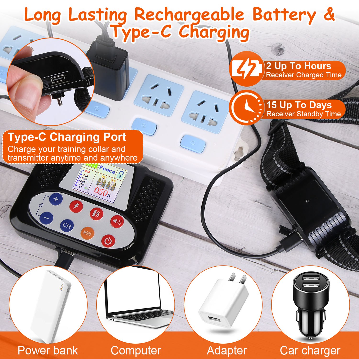 1Set 990FT Range Dog Wireless Fence Remote Training Collar IPX6 Waterproof Receiver With 0-9 Levels Beep Vibration Shock Mode 4 Channels Rechargeable Transmitter System — foto 12