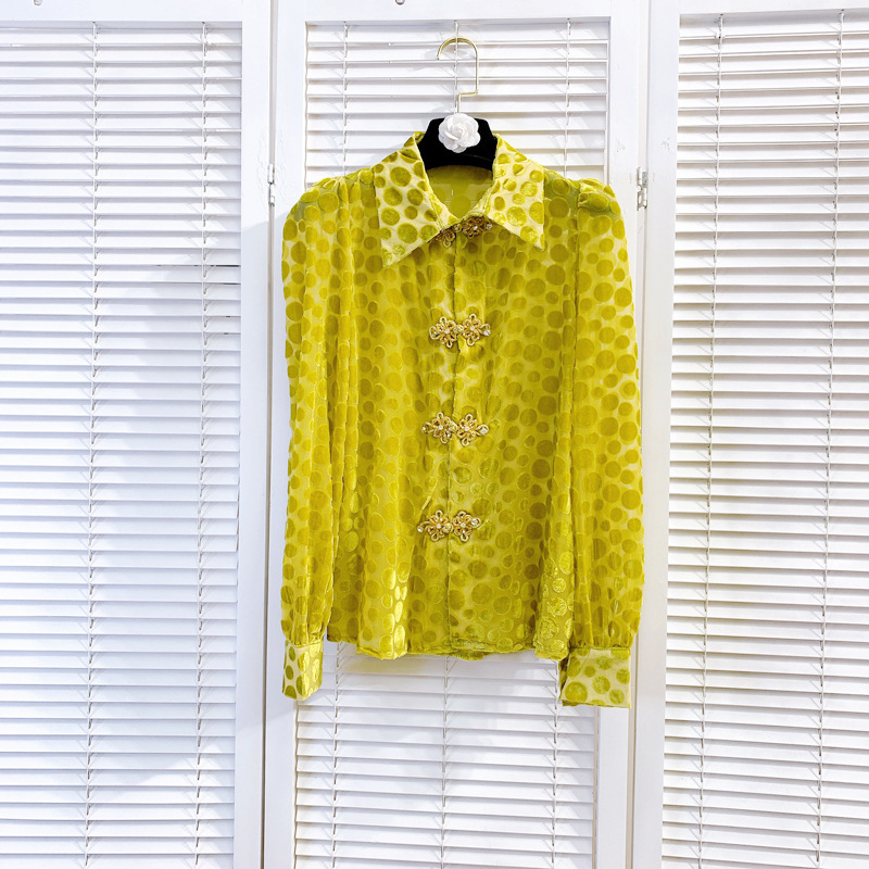 Polka Dot Buttoned Shirt Women Loose All-match Long-sleeved