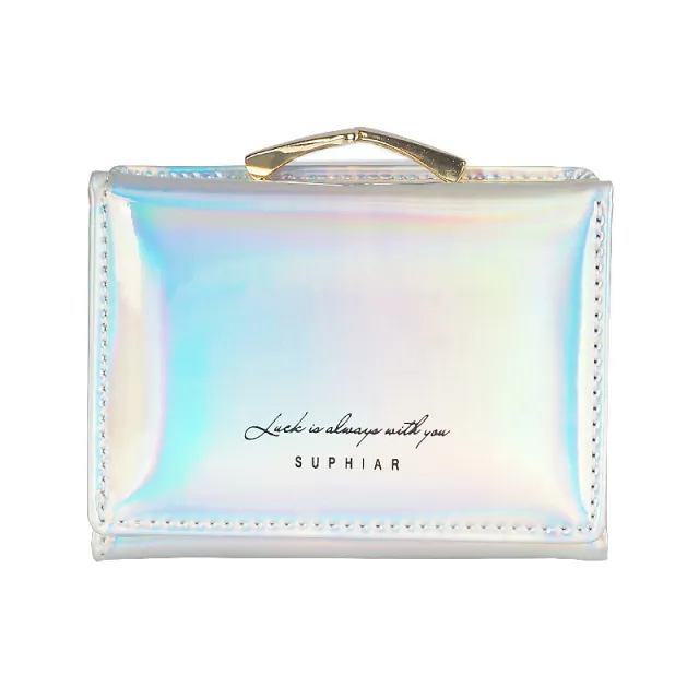 Mini Folding Student Change Bag Buckle PU Laser Silver - Shop at LoveMi