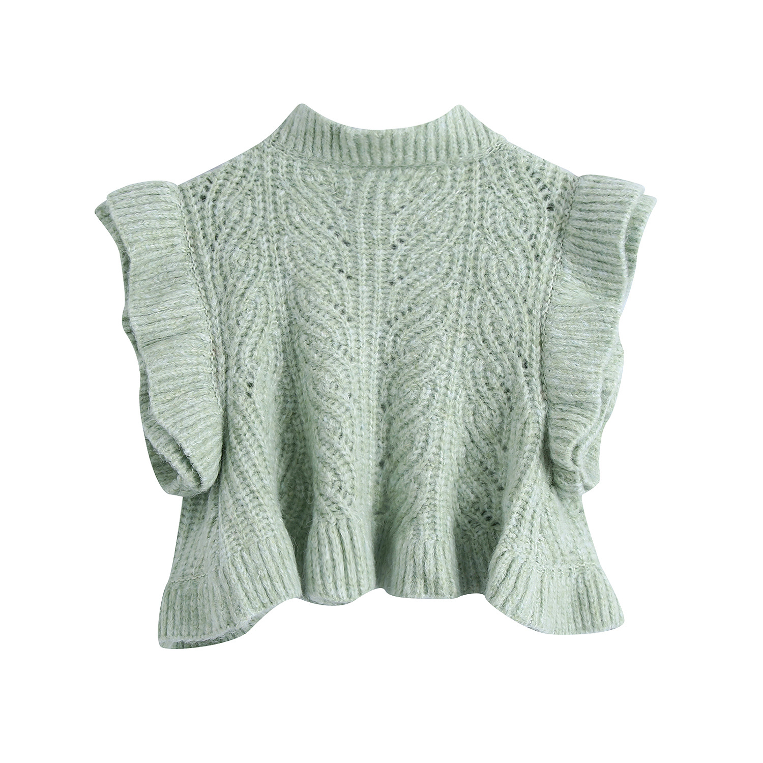 Title 6, Short Knit Cardigan With Ruffled Sleeves