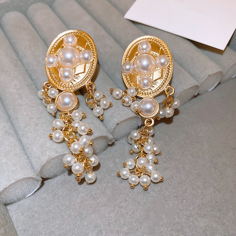 Retro Geometric Floral Drop Earrings - Silver Needle, Light Luxury Vintage Style, Wholesale Fashion Ear Jewelry For Women 3