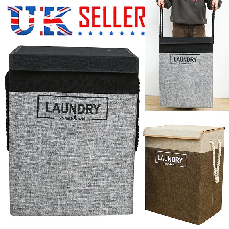 Laundry Basket Dirty Washing Clothes Storage Folding Bin Bag Hamper With Lid — image 9
