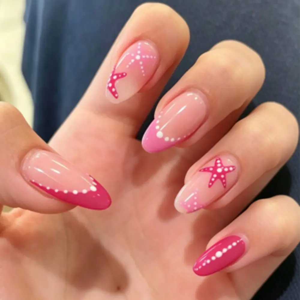 Of Short Almond-shaped Fake Nails In Sea