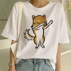 Women's Fashion Shiba Inu Dog Round Neck T-shirt - 2418Style - View 1