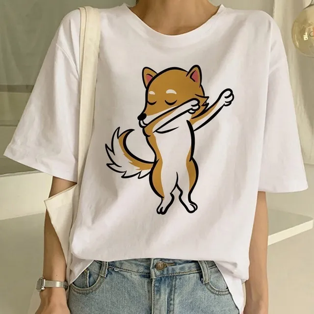 Women's Fashion Shiba Inu Dog Round Neck T shirt 2418Style - Shop at LoveMi