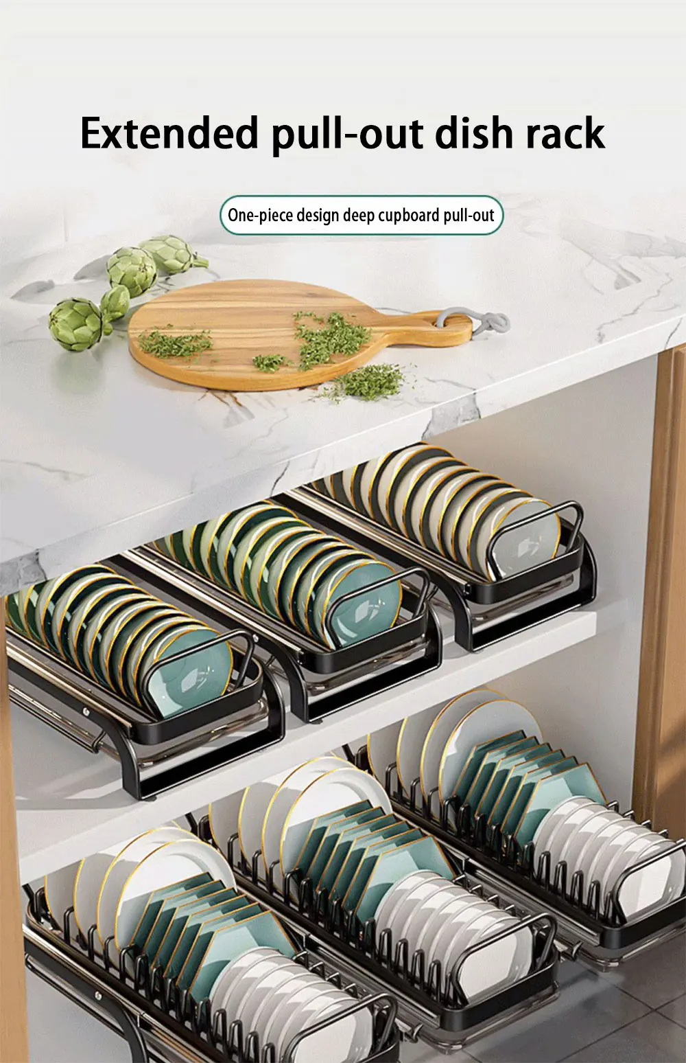 Title 1, Kitchen Pull-Out Bowl And Dish Rack Cabinet Sto...