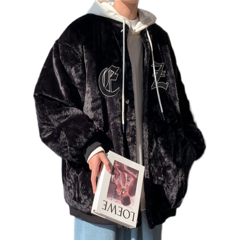 Men's Vintage Letter Embroidered Cotton Padded Jacket