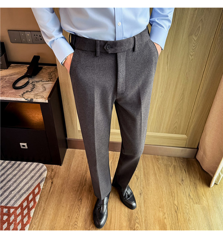 Men's Invisible Elastic Waist Thickened Warm Wool Trousers
