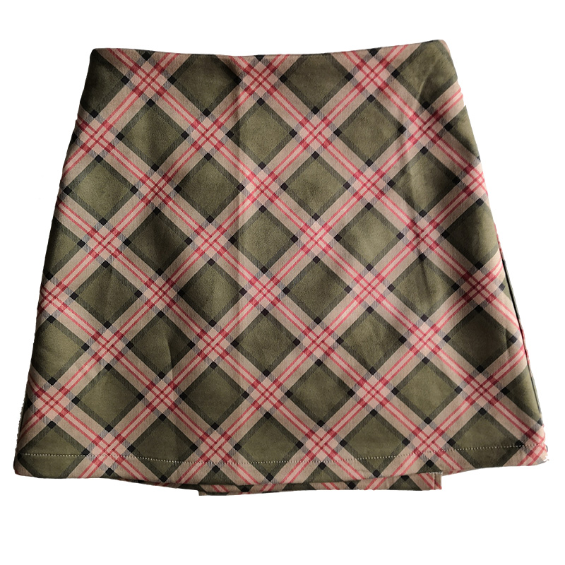 Title 6, Retro slim plaid high waist A-line hip skirt. A...