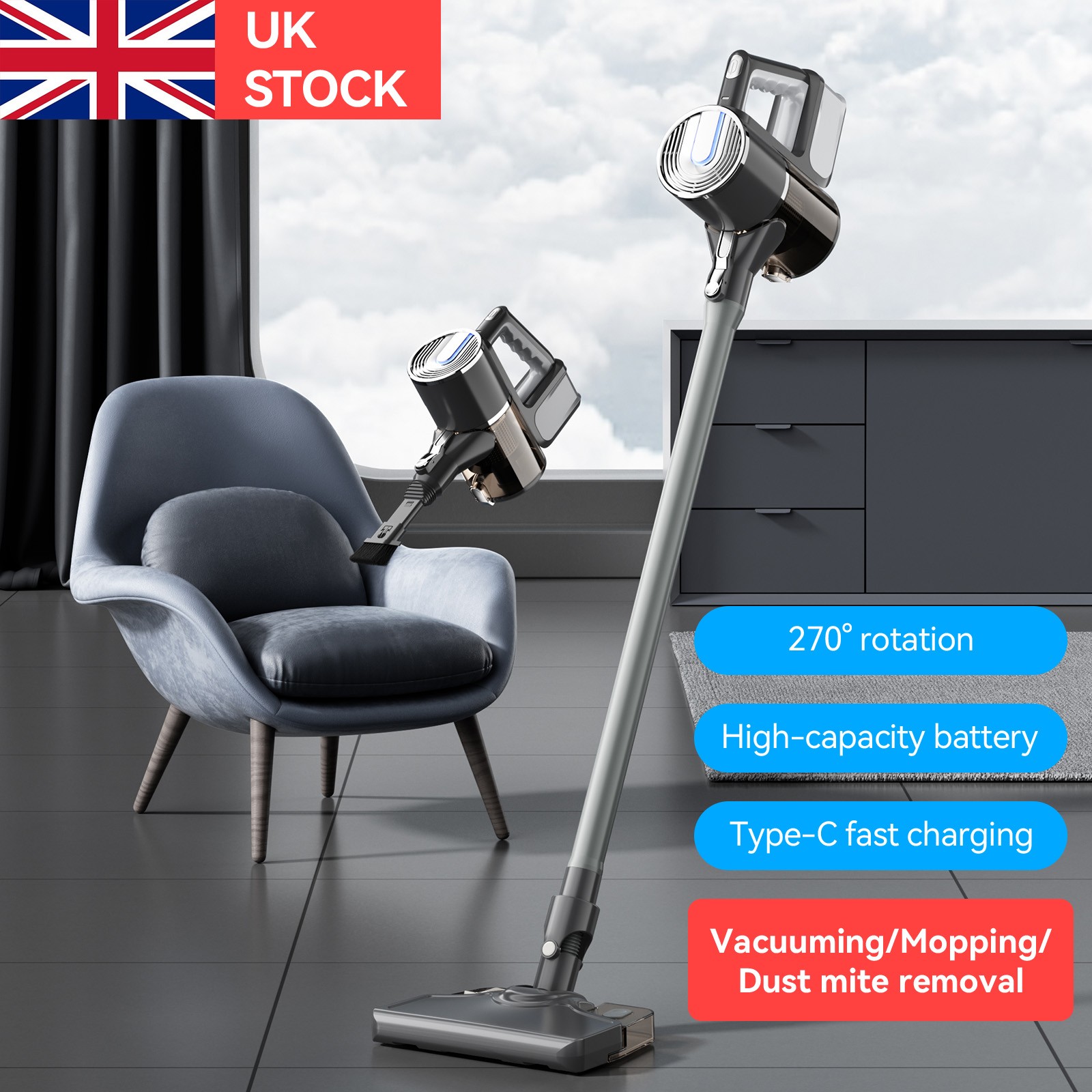 Cordless Bagless Handheld & Upright Vacuum Cleaner Home