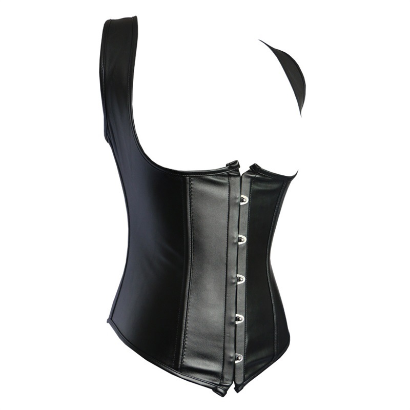 Title 5, Exquisite PU Leather Shapewear Sexy Shoulder St...