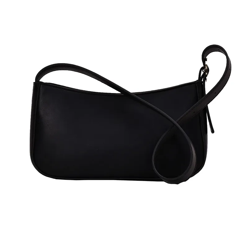 Wind Baguette Underarm Bag Design One-shoulder Handbag - Black