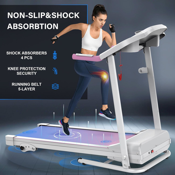 Compact Folding Treadmill for Home - 2.5HP Quiet Brushless Motor, 3-Level Incline, 7.5 MPH, Shock Absorption, Space-Saving Design for Running, Walking - Treadmill for Small Spaces & Home Use-11