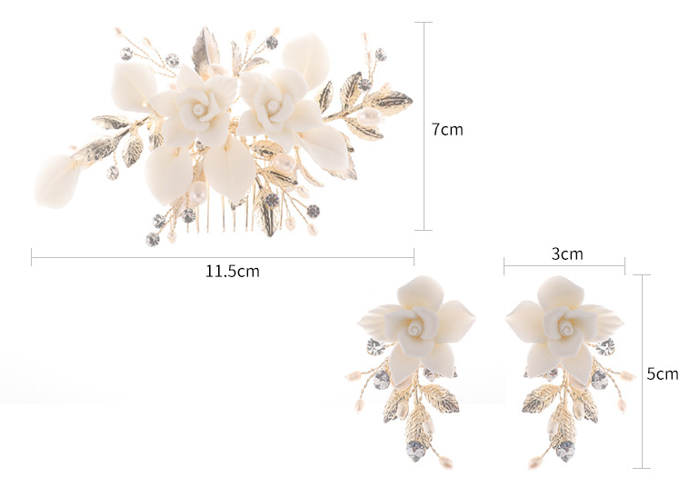 Title 1, Bridal Headwear Hair Comb Earrings Set Retro Te...