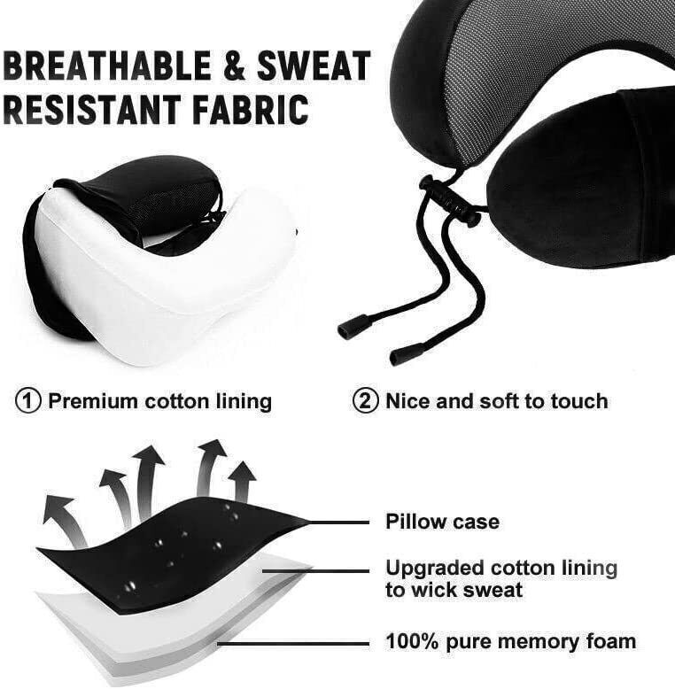 Memory Foam U Shaped Travel Pillow Neck Support Soft Rest Plane Car Cushion
