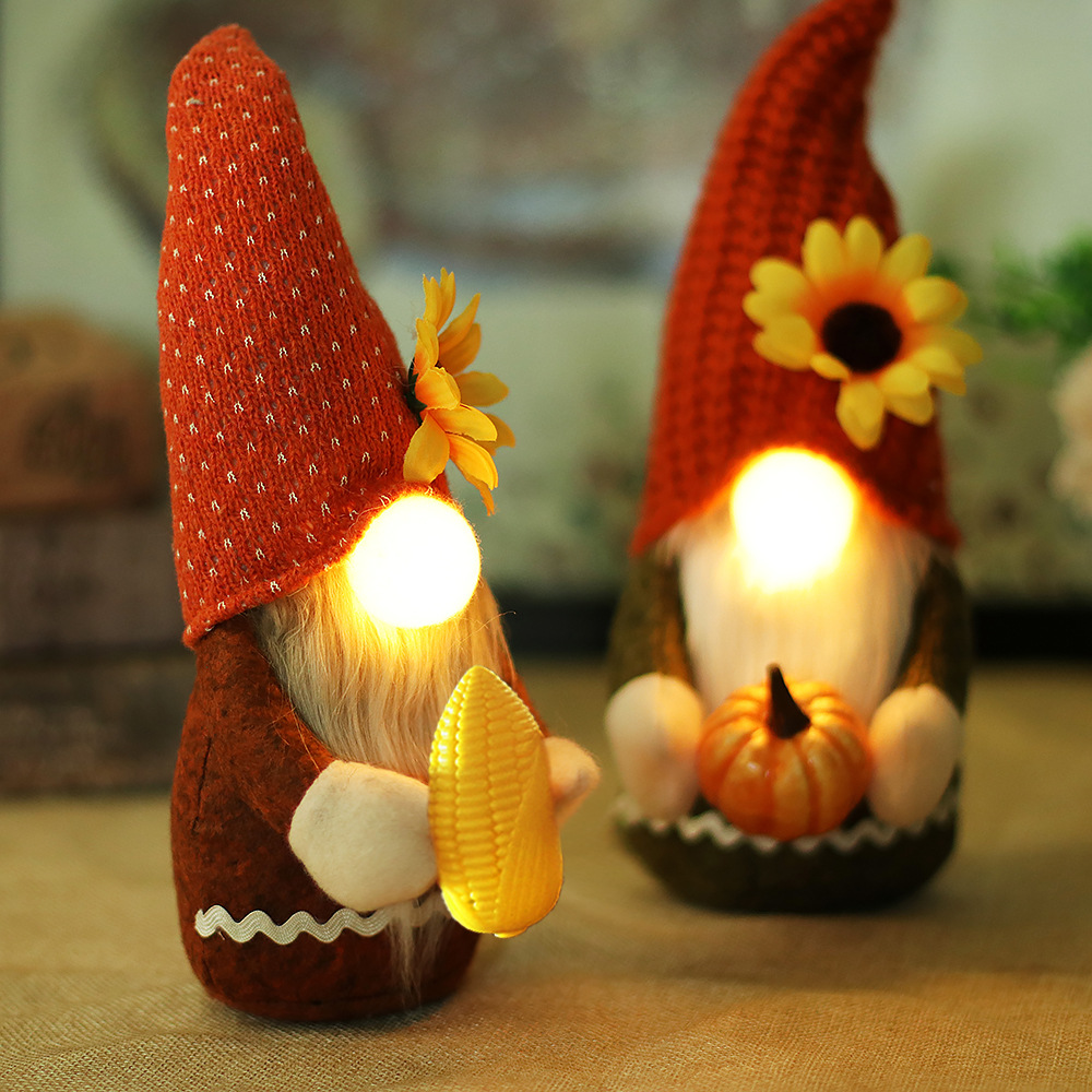 Title 2, Decorative Light-emitting Pumpkin Corn Doll Orn...