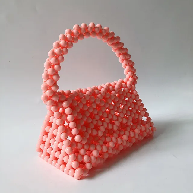 Beaded Triangle Bag Color Acrylic Handbag Three dimensional Bag Orange - Shop at LoveMi
