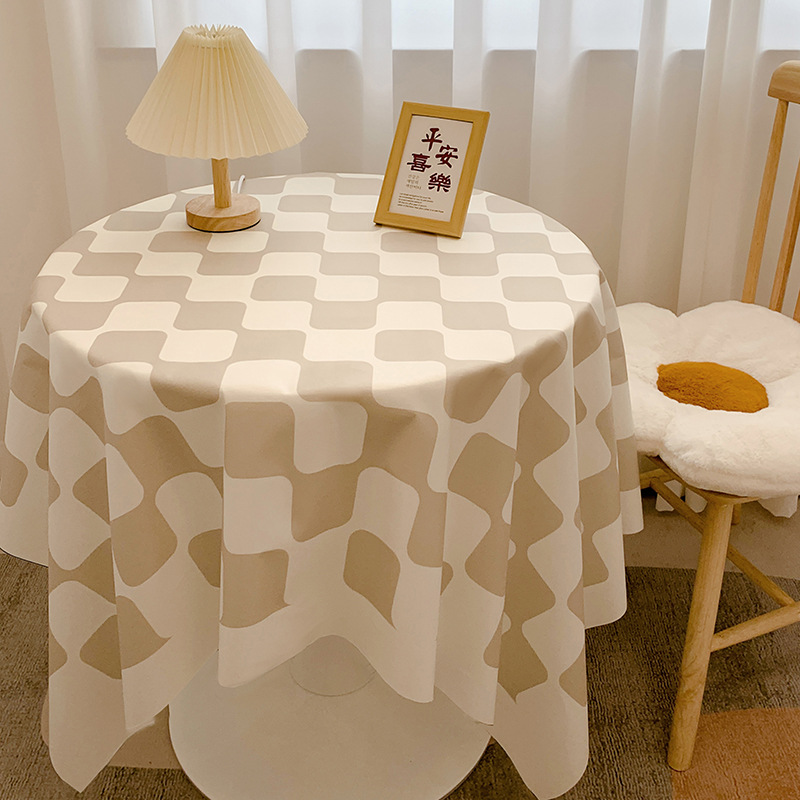 Title 2, Checkerboard Plaid Round Tablecloth Ins Nordic ...