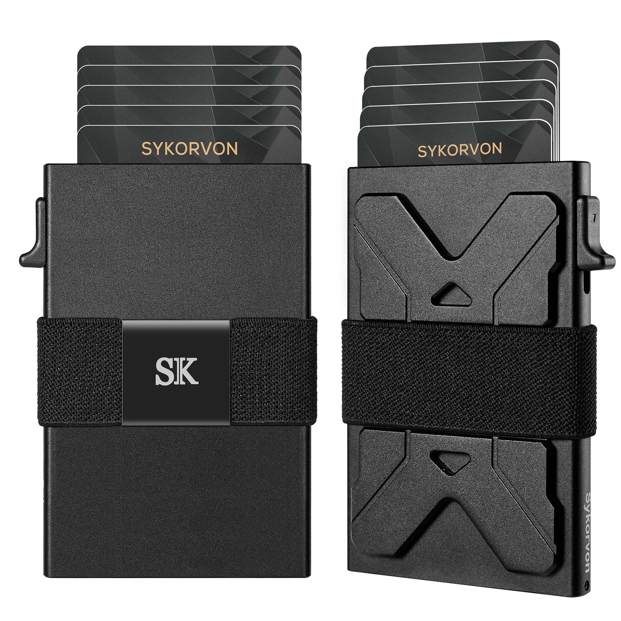 Minimalist Card Holder Wallet For Men, Aluminum Slim Metal Wallet With Money Band, RFID Blocking Up Wallet, Holds 12Cards Plus Cash - Bags & Accessories