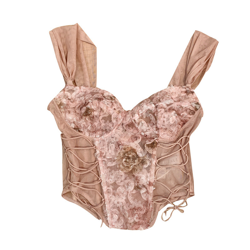 Women's Lace Small Tube Top With Suspenders