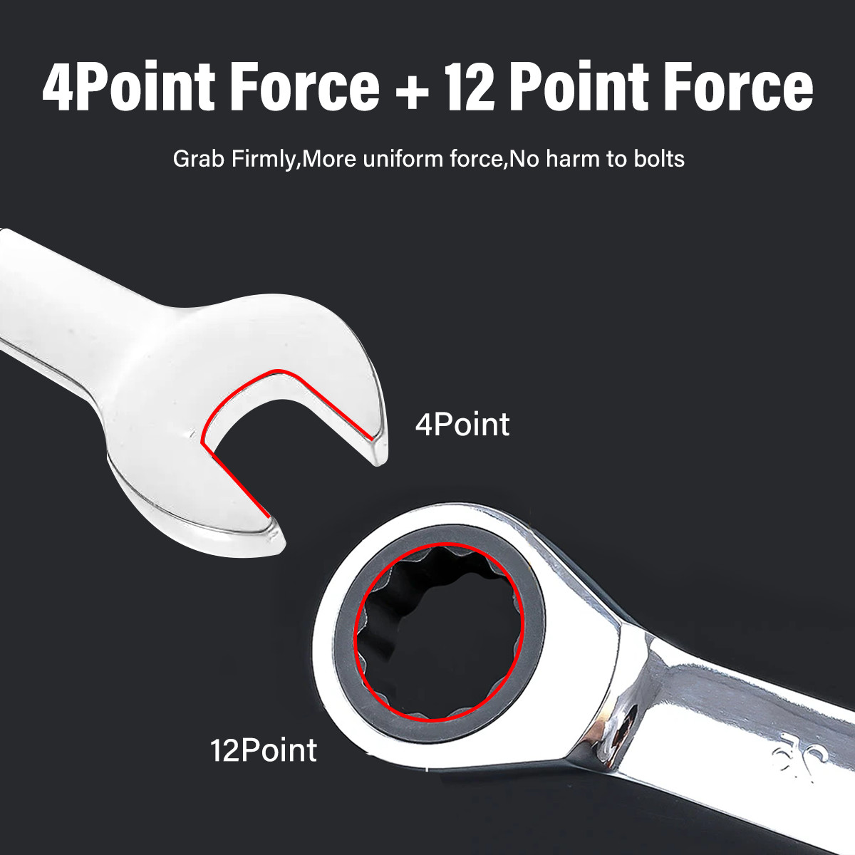 12PCS 72 Tooth Ratchet Spanner Set 8-19MM Fixed Head Combination Wrench Set Tool