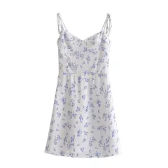 Retro Pastoral Floral Print Waist Strap Dress - Floral - View 1