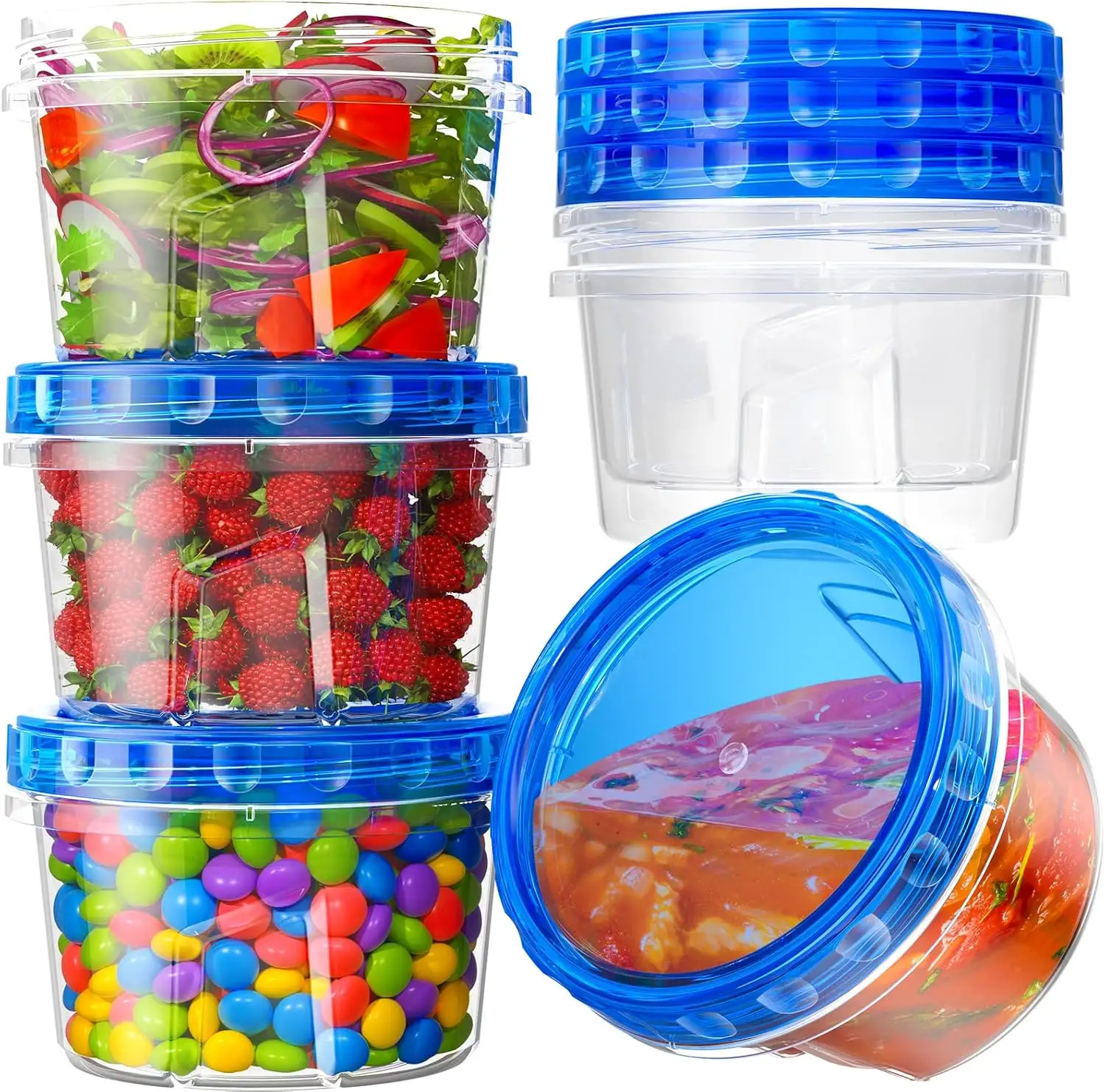 6 Pack 17oz Freezer Storage Containers, Reusable