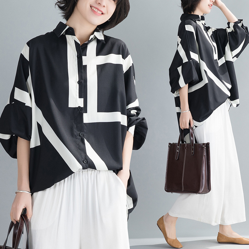 Title 4, Korean Style Large Size Loose Contrast Printing...