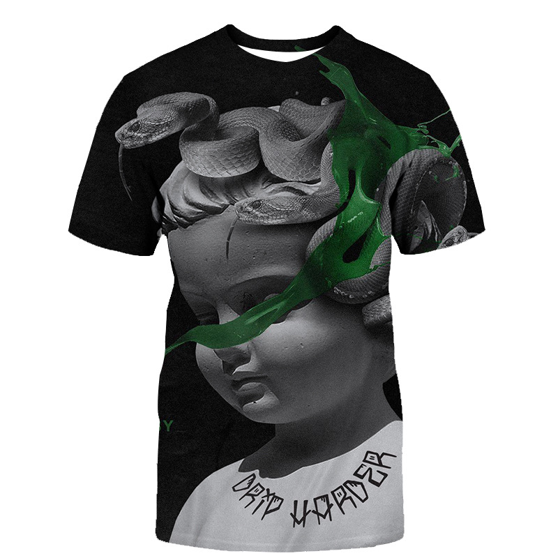 Title 4, T-shirt casual 3D con stampa a gocce dacqua gi...