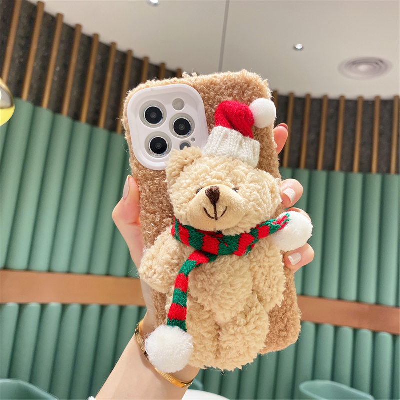 Brown plush Christmas bear