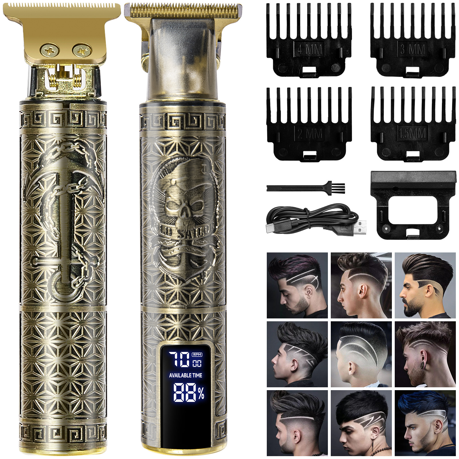 Professional Mens Hair Clippers Shaver Trimmers Machine Cordless Beard Electric — foto 10