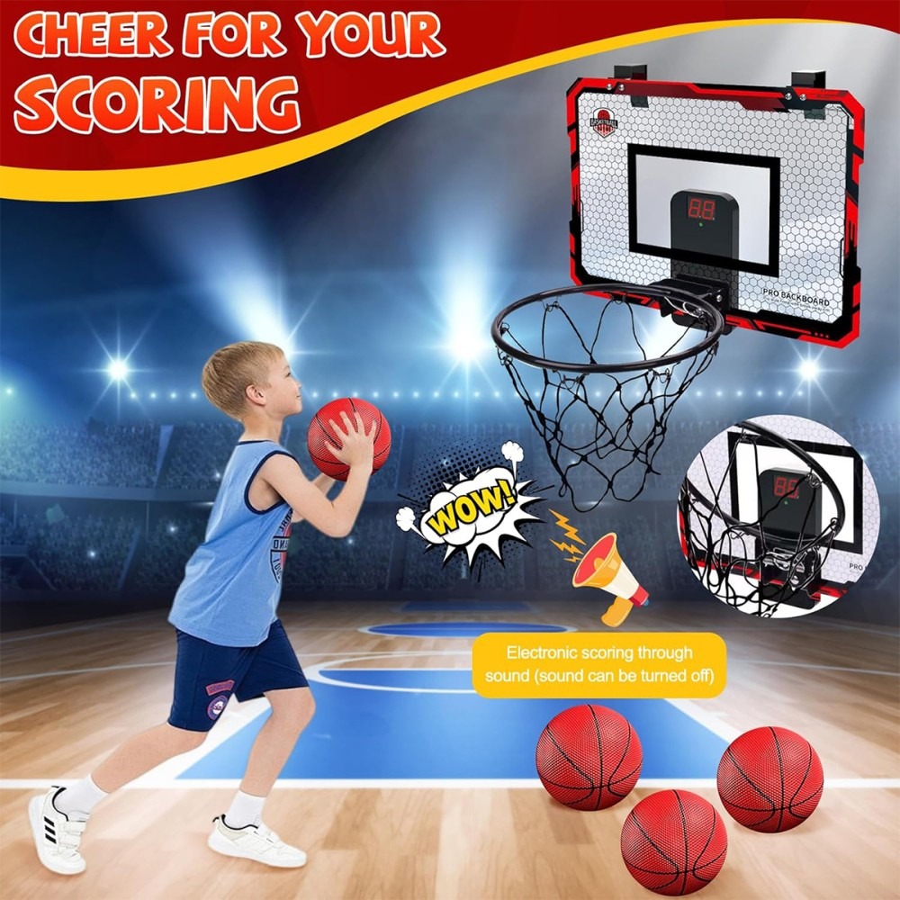 Indoor Basketball Hoop For Kids, Over The Door Mini Hoops With LED UK — image 7