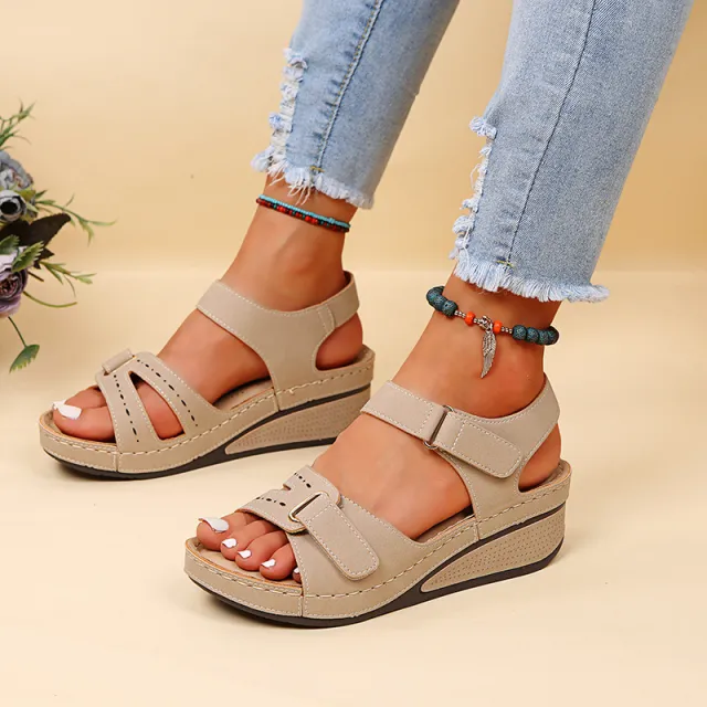 Wedge Sandals Summer Velcro Platform Shoes Women White - Shop at LoveMi