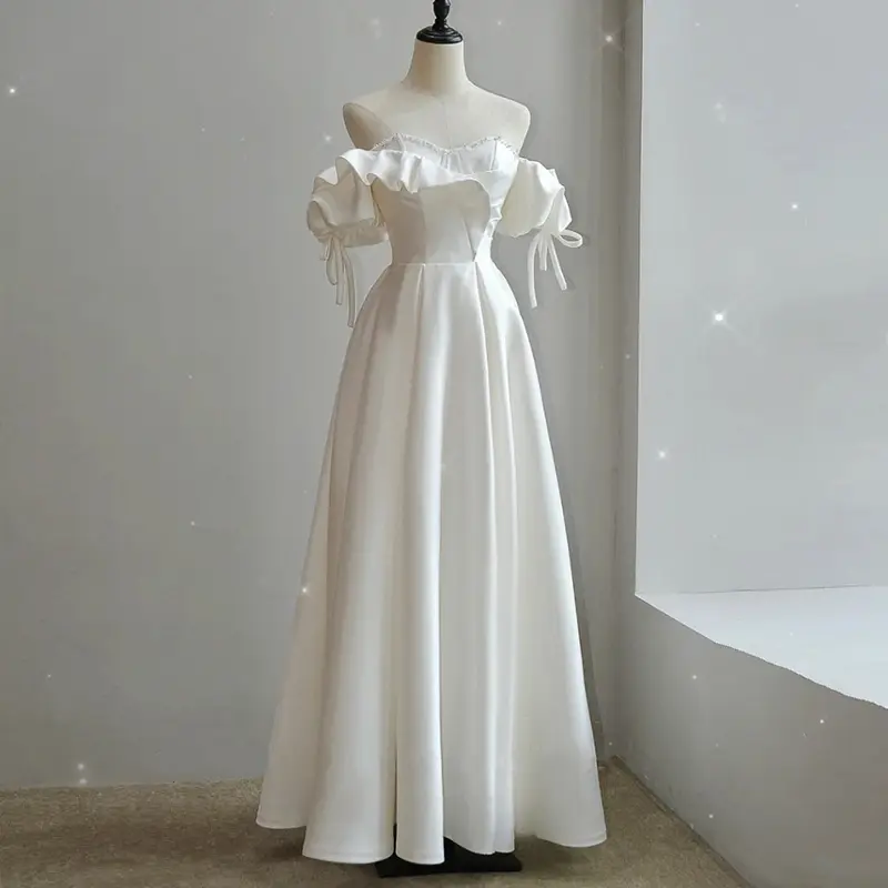 Satin Light Wedding Dress Bride French Super