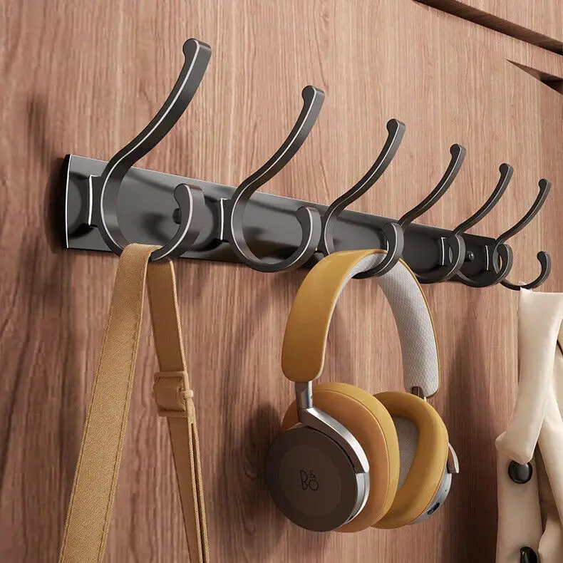 12 Hooks Aluminum Key Coat Clothes Door
