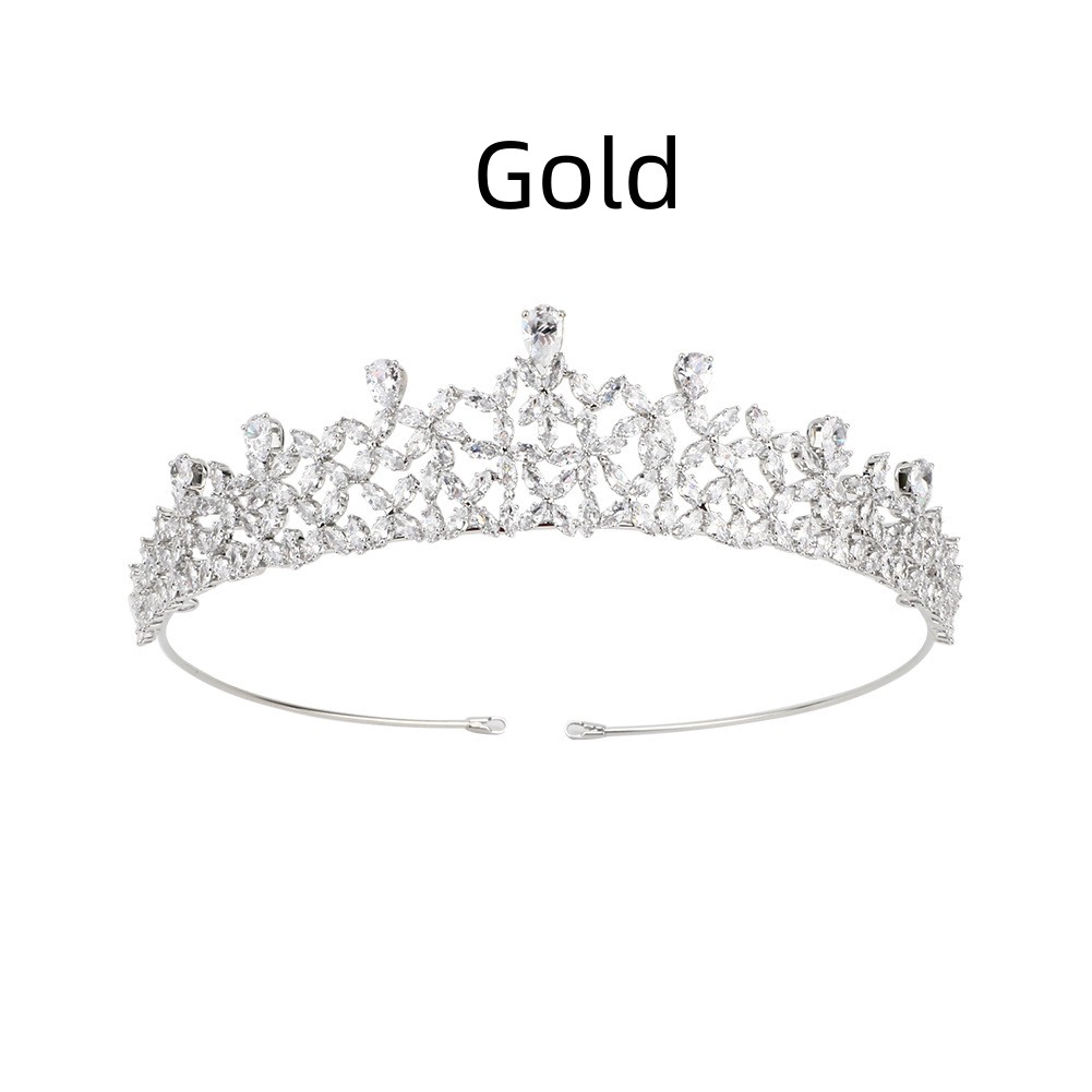 Jane Eyre Jewelry All zircon Bride Crown Gold - Shop at LoveMi