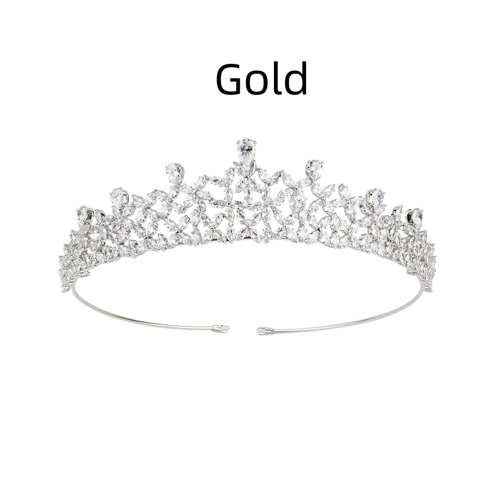 Jane Eyre Jewelry All-zircon Bride Crown - Gold