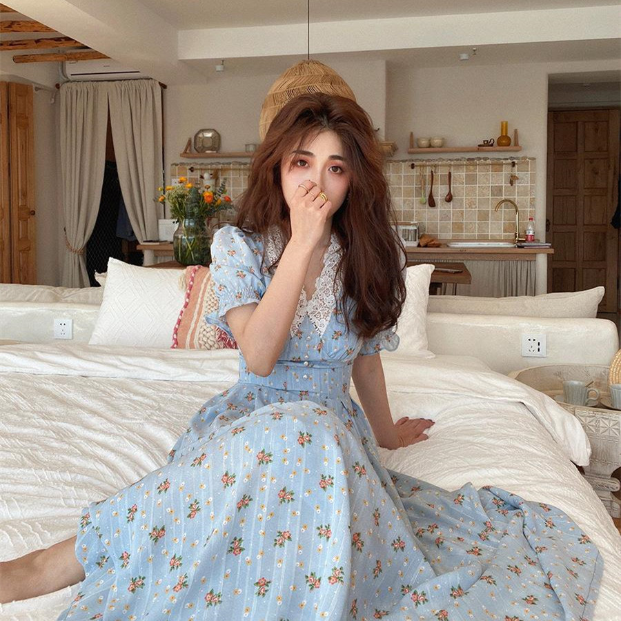 Floral Puff-Sleeve Long Dress, picture 7 of 7