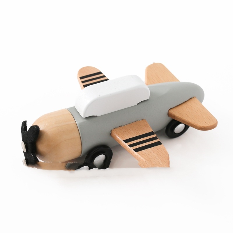 Grey Wooden small airplane