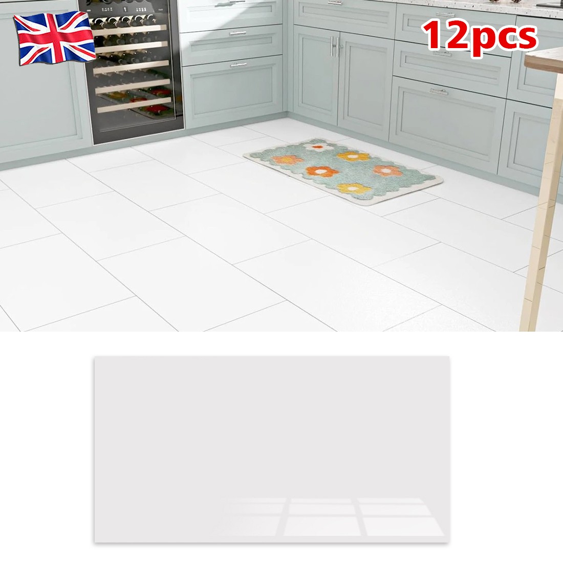 12PCS PVC Marble Tiles Wall Sticker Self-Adhesive Stick Kitchen Bathroom Decor