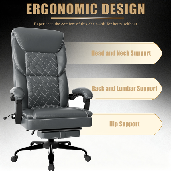 Gaming Chair, Office Chair With Inflatable Lumbar Support, Ergonomic Comfortable Wide Computer Chair With Footrest And Linked Soft Armrests, High Back 3D Enveloping Seat Cushion thumbnail 3