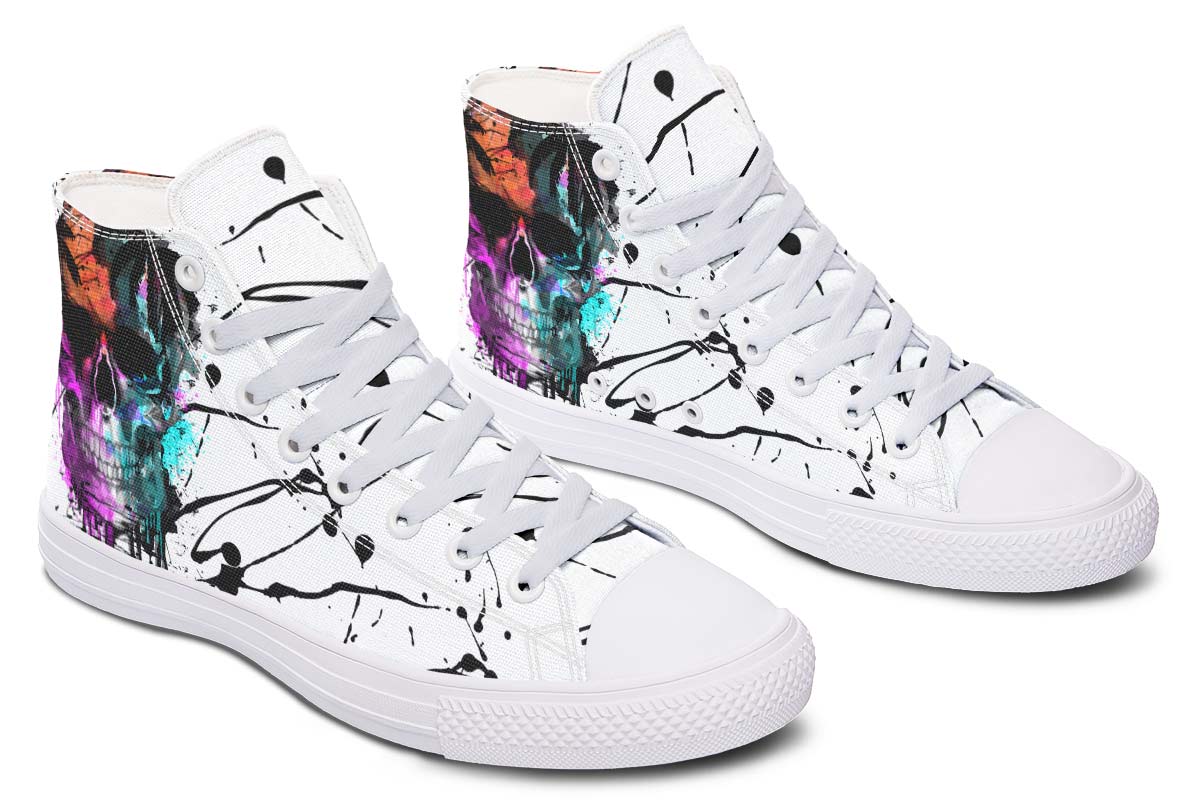 Men's And Women's Fashion Color Printing High-top Canvas Shoes
